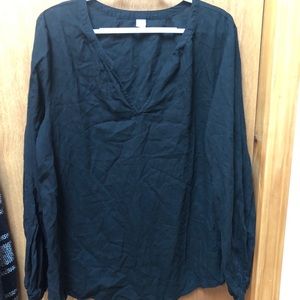 Old Navy black linen long sleeve blouse, sz LT
